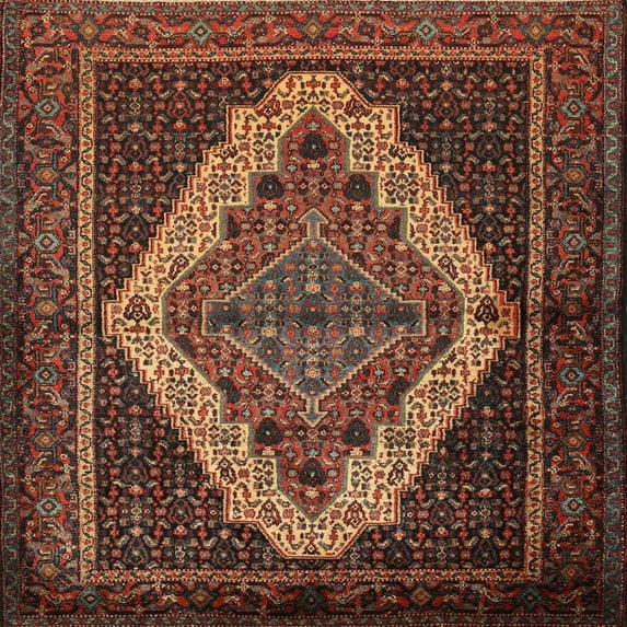 Ahgly Company Machine Washable Indoor Square Traditional Gold Brown Area Rugs, 7' Square