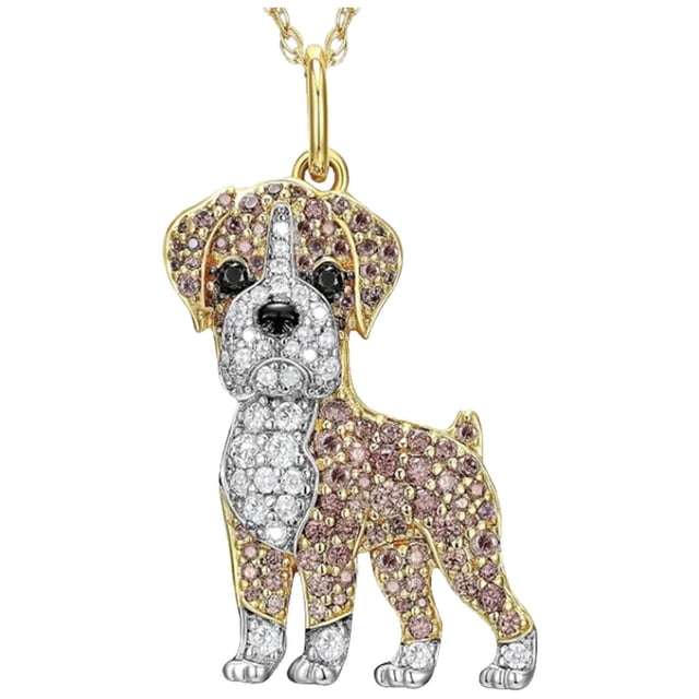 Dijes y Cadenas DogNeck04 1Pza Boxing Dog Dorado Metal Cadena y Dije High Monaco