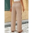 thumbnail image 3 of Eytino Womens Wide Leg Pants Casual Loose Summer Boho Drawstring Elastic Waist Travel Vacation Beach Pants Hollow Out Textured Lounge Pants, 3 of 7