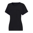thumbnail image 2 of Women's V Neck T Shirts Casual Rolled Short Sleeve Side Split Summer Tops Loose Fit, 2 of 5
