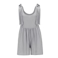 thumbnail image 4 of Wide Leg Shorts Jumpsuits for Women Adjustable Strap O Neck Summer Casual Solid Color Romper Gray,XL, 4 of 6