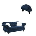 thumbnail image 2 of 77 Inches Nailhead Trim Velvet Loveseat with Crystal Tufting, Blue- Saltoro Sherpi, 2 of 5