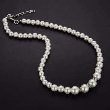 Pearl Like Beaded Necklace - ON SALE - Ivory Pearl Bead and Crystal Accented Necklace Ivory Necklace