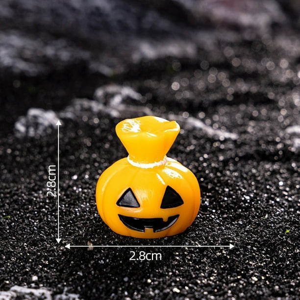 Decoraciones de Halloween, adornos de Halloween, regalos de Halloween, cabeza de calabaza de Halloween en la oscuridad, decoración de resina, luz de noche en miniatura para escritorio, decoración para