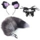 thumbnail image 1 of Silver Conjunto de disfraz de Cosplay para oreja de gato, aro de pelo de felpa metálica, tapón trasero extraíble, 1 of 5