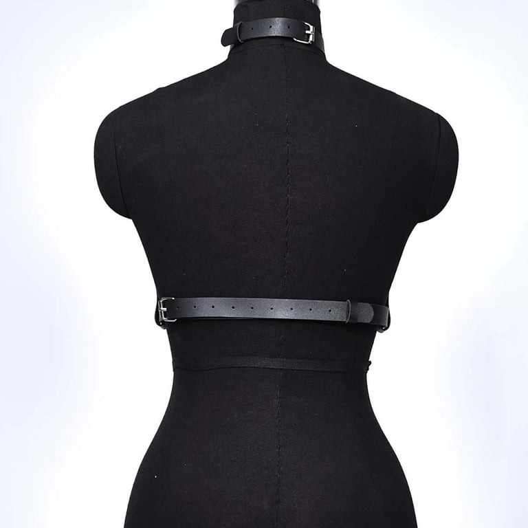 Segolike Punk Layered Body Chain Black PU Leather Chest  display picture 3