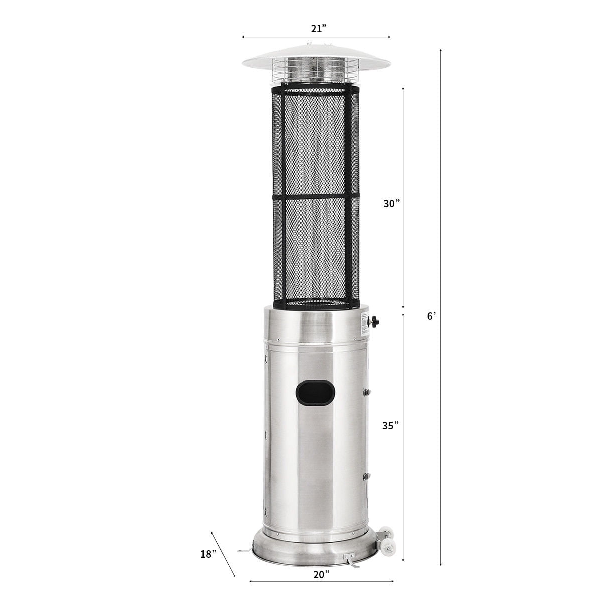41000 Btu Patio Heaters Stainless Steel Round Propane Gl Flame W Wheels 41000 Btu Patio Heaters Stainless Steel Round Propane Gl Flame W Wheels
