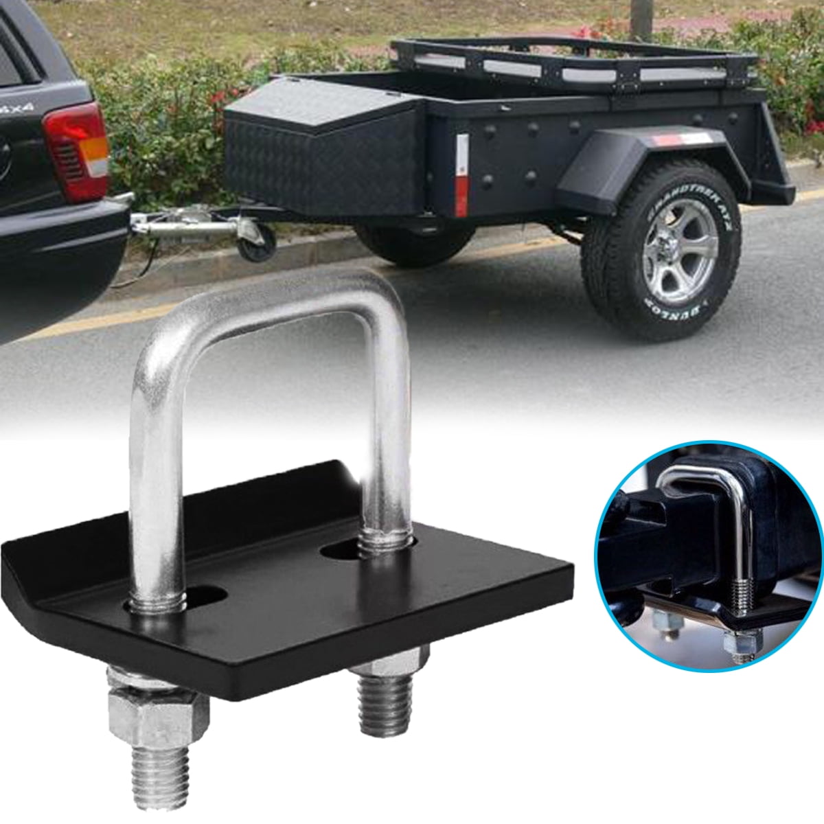 Complete Set Rv Bumper Hitch Receiver 2 inch with Anti Rattle Hitch Tightener for 4x4 inch Bumper Bars Trailer Towing Cargo Carrier Bike Racks BBQ Grill Carrier Campers Camping 3500 lbs 