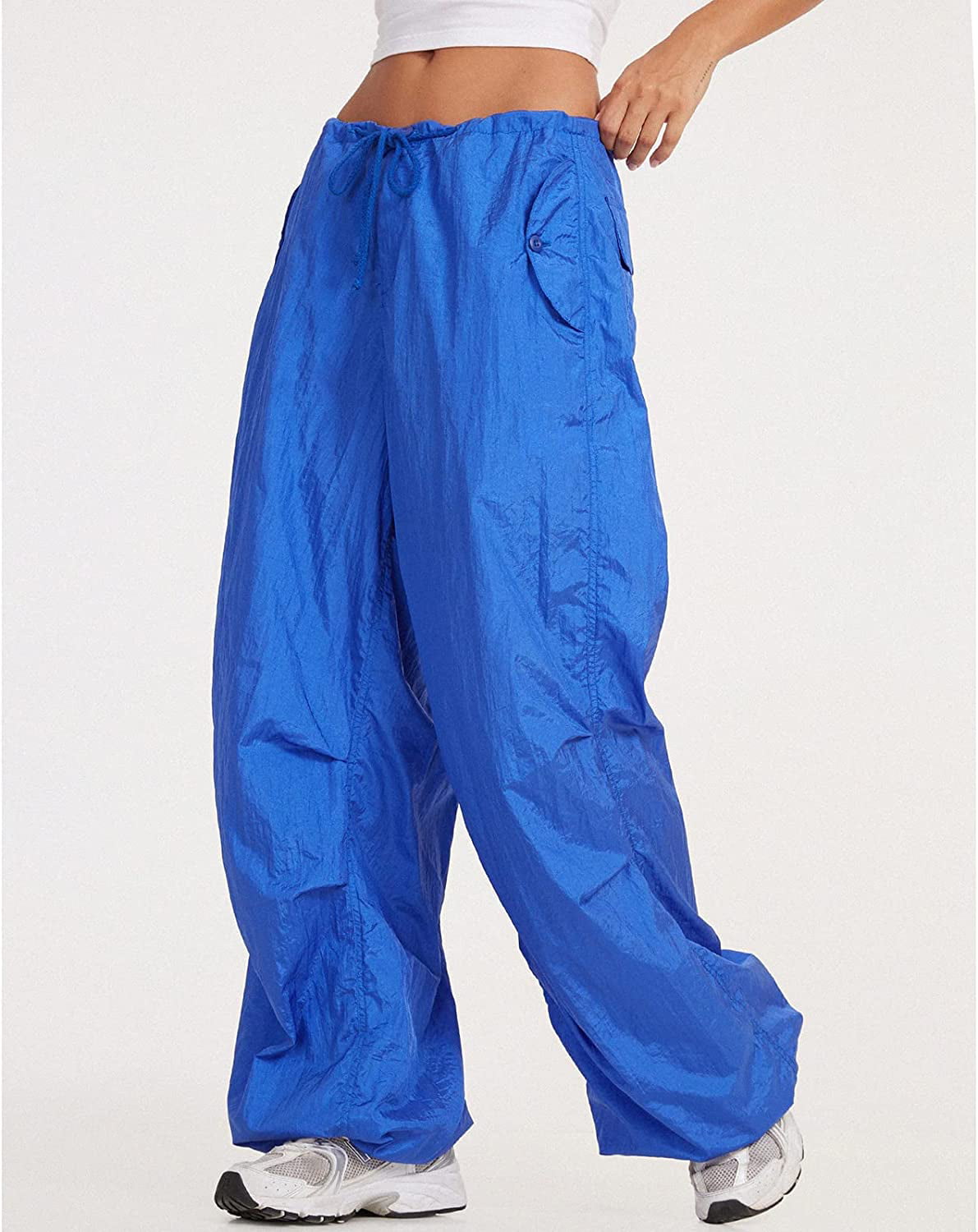 DanceeMangoos Women Baggy Cargo Pants Drawstring Low Waisted Casual Loose Pants  Trousers with Pocket Streetwear 