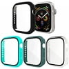 [4 Pack] Exclusives Compatible with Apple Watch 44mm Case, Full Coverage Bumper Protective Case with Screen Protector for Men Women iWatch Series 6/5/4/SE, Black, Clear, Turquoise, Midnight Green