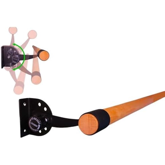 Adjustable Ballet Brackets (Pair) Hinged with 5 Adjustable Height Wall Mount Ballet Barre 2 Brackets Included for 1.5" to 2.0" Diameter for Wooden Dowels (Premium Black Edition)