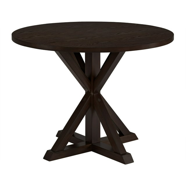 ROME + OAK Spier Table à Manger Ronde Moderne de Style Ferme avec Piédestal de 40 Pouces, Brun Foncé