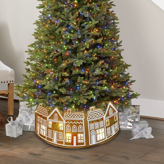 26" LED Christmas Tree Collar Light-Up Decorative Skirt, Illuminated Glowing Base Cover for Winter Holiday Tree Stand with Warm Soft Glow, 1pc, by Lvgun