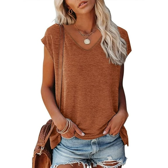 Aloohaidyvio Tank Tops for Women ,Womens Summer Cool V-Neck Solid Color Sleeveless Top Camisole Tank Top