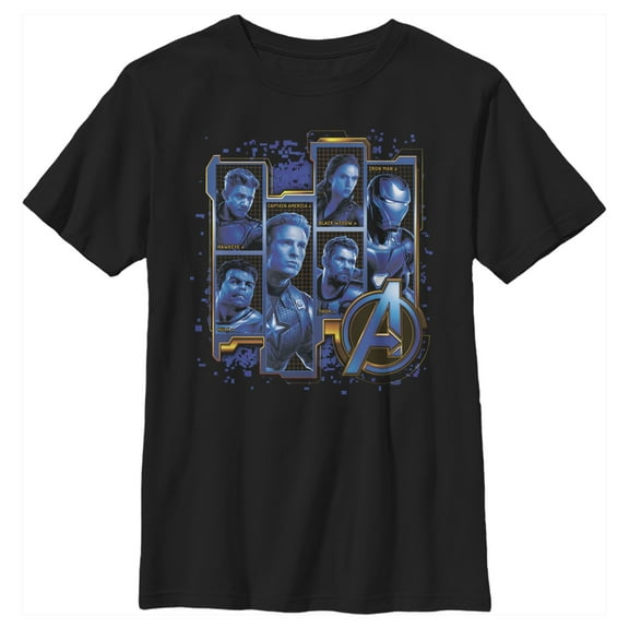 Boy's Marvel Avengers: Endgame Hero Tech Frames Graphic Tee Black X Small