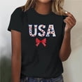 thumbnail image 2 of Levmjia Womens Top T-Shirt Short Sleeve Round Neck Printed Casual Pullover Fashion Comfortable Independence Day Tee Vacation Party Daily Wear, 2 of 5