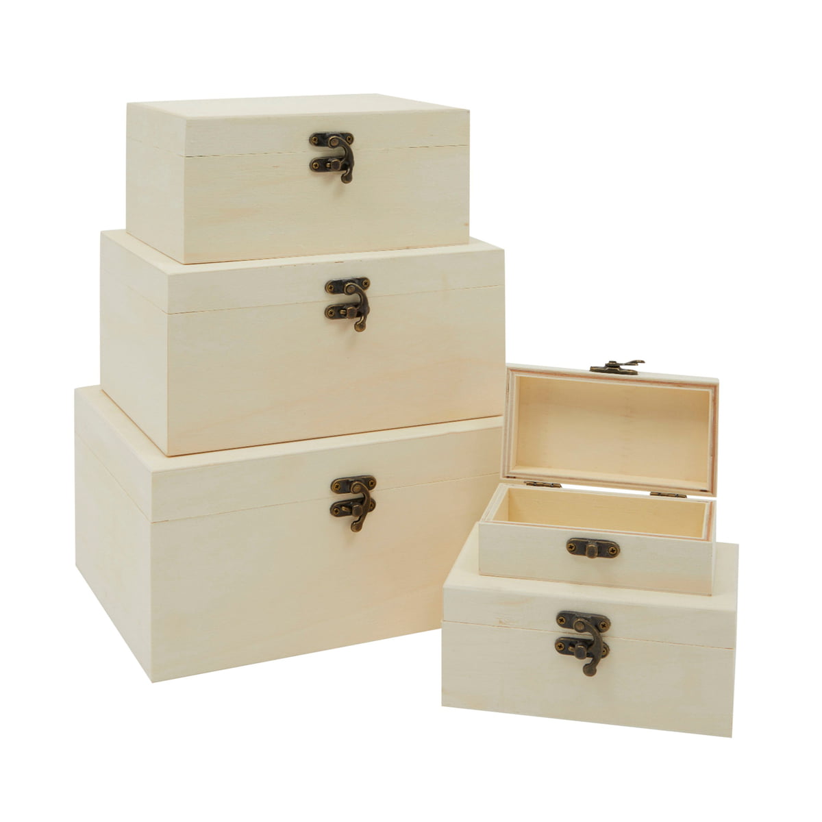 Wooden Box Storage With Lid Hinges and Locks Boxes Home Decor Wood Chest 