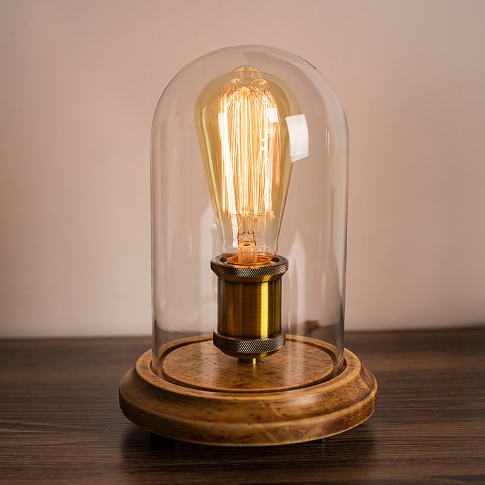 Surpars House Vintage Desk Lamp Glass Shade Table Lamp Edison Bulb