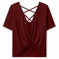 thumbnail image 5 of Hilenly Backless Yoga Tops for Womens Criss Cross Open Back T Shirts Short Sleeve Athletic Shirt Summer Workout Tee, 5 of 6