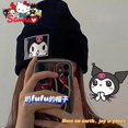 thumbnail image 2 of Gorro tejido Sanrio Kuromi Hello Kitty, gorro con melodía Cinnamoroll para parejas, gorro bonito que mantiene el calor, gorros femeninos de invierno, gorro más cálido, 2 of 4