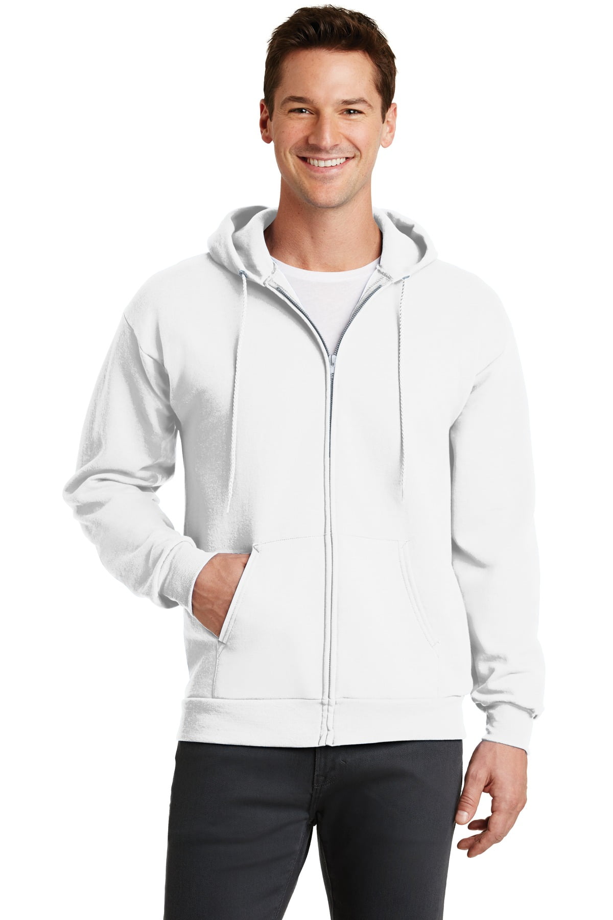 white hoodie zip up