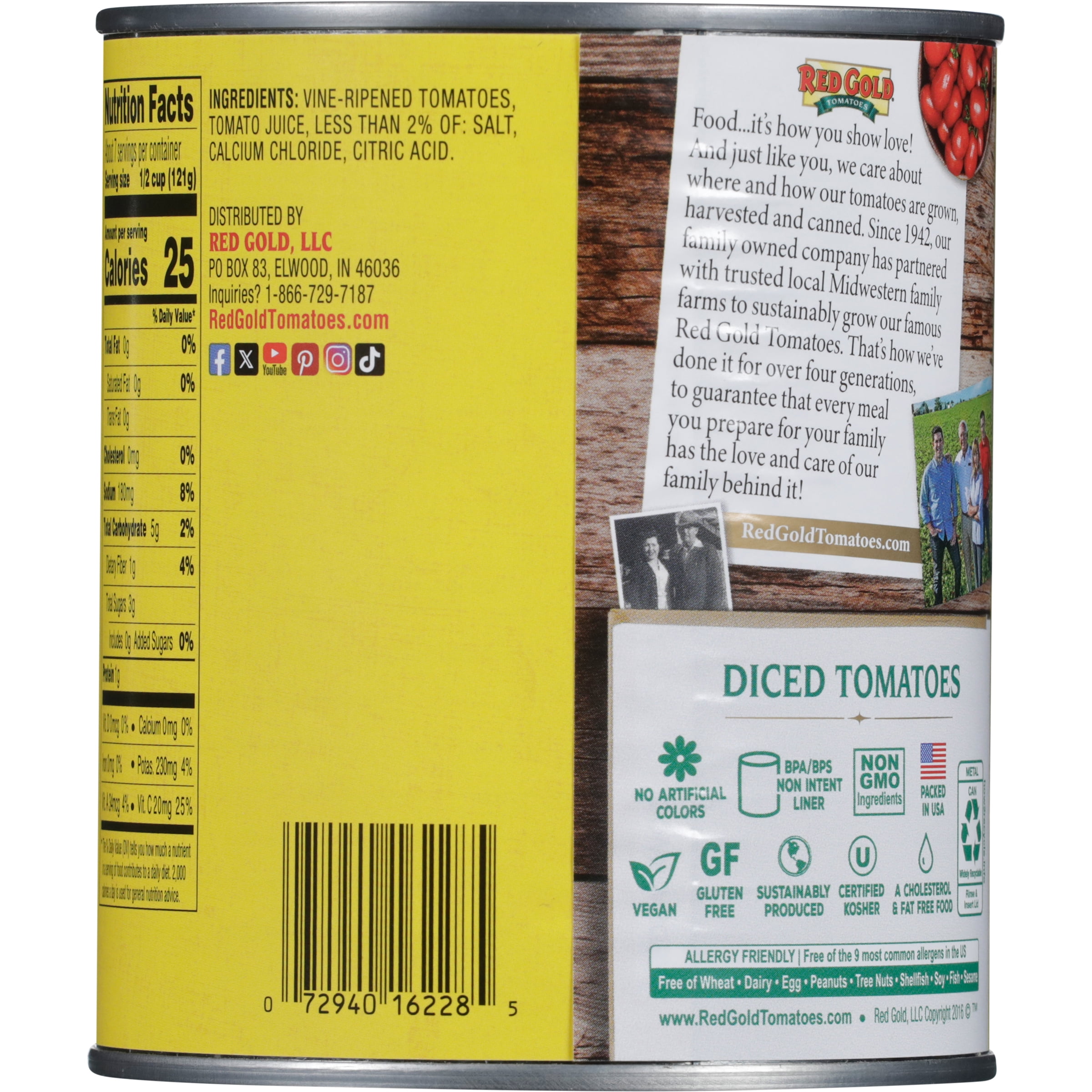 Red Gold Diced Tomatoes, 28 oz Can