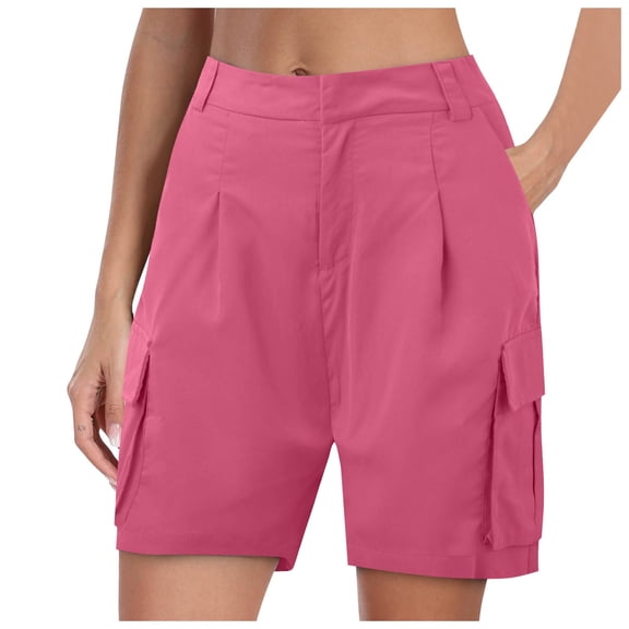 Shorts for Women Suit Summer Bag Straight Tube Loose Fit Casual Bermuda Cargo Board Gym Hot Pink Bottoms Sizes S