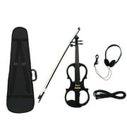 4/4 Wood Maple Electric Violin Fiddle Stringed Instrument with Ebony Fittings Cable Headphone Case for Music Lovers Beginners
