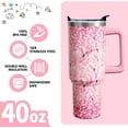 thumbnail image 4 of 40oz Flamingo Tumbler Stainless Steel Insulated Travel Mug with Handle and Straw Lid - Leakproof Birthday Gifts for Women, 4 of 6