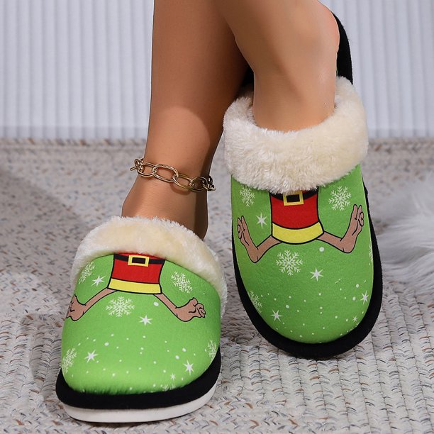 Pantufla Zapatillas de invierno para mujer y hombre, zapatillas de Papá Noel (verde 42-43, talla 40-41 pies) DQrwqpou Tenis De Mujer Tenis De Hombre