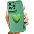 thumbnail image 1 of Compatible with iPhone 13 Pro Max Case, Cute 3D Love Heart with Anti-Fall Lens Cameras Cover Protection for iPhone 13 Pro Max 6.7-inch Soft TPU Shockproof Phone Shell for Women Girls Green, 1 of 4