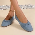 thumbnail image 2 of YangJinLian Women's Flats Dressy Pointed Toe Comfortable Bowknot Ballet Flats Shoes Light Blue, 2 of 9