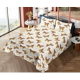 thumbnail image 4 of Ambesonne Autumn Fitted & Flat Sheet with Shams 4 Pcs Set, Moth Pattern Cottagecore, King, Pale Coffee and Pale Maroon, 4 of 5