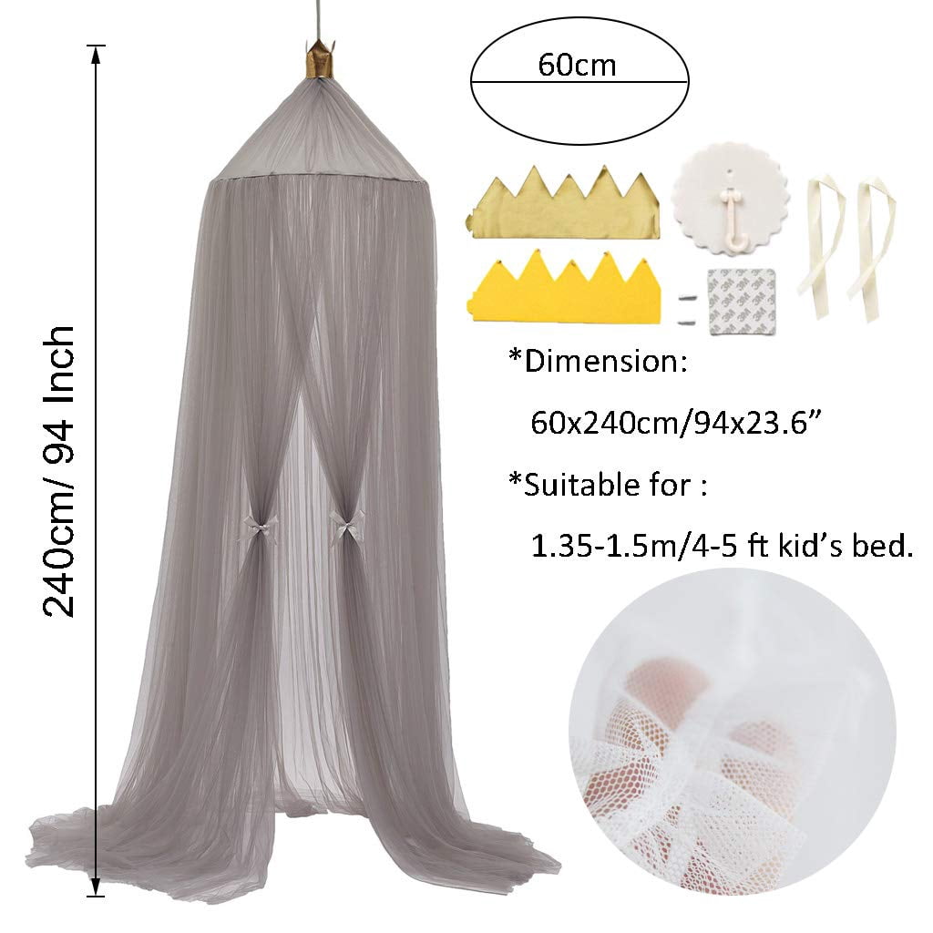 CAILDANL Bed Canopy for Girls - Princess Bed Canopy Mosquito Net Nursery Play Room Decor Dome Premium Yarn Netting Curtains Baby Game Dream Castle, Pink
