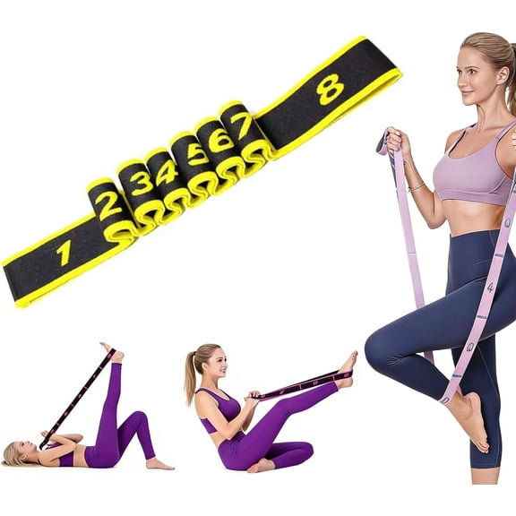 Numbered Resistance Band,Numbered Fitness Resistance Band for Stretching and Yoga, 8 Segment Pilates Stretching Band,Multi-Loop Exercise Strap for Dance and Fitness