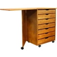 thumbnail image 6 of Jela Solid Wood 7 Drawer Gate Leg Roll Cart Desk in Medium Wood, 6 of 13