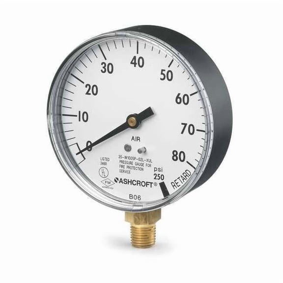Ashcroft Pressure Gauge,0 to 80 psi,3-1/2In,1/4In 35 1005P XUL 02L 80#