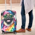 thumbnail image 4 of Hippie Pug Portrait Watercolor Tie-Dye Vintage Styles Travel Luggage Cover Dog Lover Gifts Suitcase Dust Protective Decor - 00014, 4 of 5