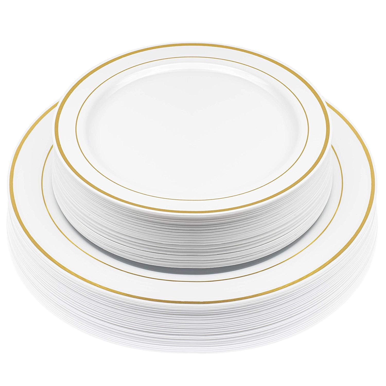 50Pack Elegant Disposable Hard Plastic Plates Combo Set Includes 10.