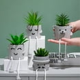 thumbnail image 5 of Cute expression simulation green plant bonsai artificial potted simulation flower indoor balcony desktop decoration - type:style4;, 5 of 5