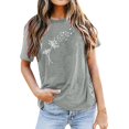thumbnail image 1 of TSADFHJI T-Shirt Blanc Femme TP Mode Décontractée Impression Mots Col Rond Manches Courtes Tee Tops Tunique Blouse TG Gris, 1 of 5