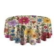 thumbnail image 5 of Pioneer Flower Floral Print Pattern Round Tablecloth 60"x60",Wrinkle Wipeable Table Cloth for Kitchen Dining Room Picnic Patio Party, 5 of 6
