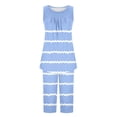 thumbnail image 1 of Summer Pajamas Womens Pajama Sets Pleated Tank Tops And Capris With Pockets Floral Soft Cute 2pcs Loungewear Features:, 1 of 5