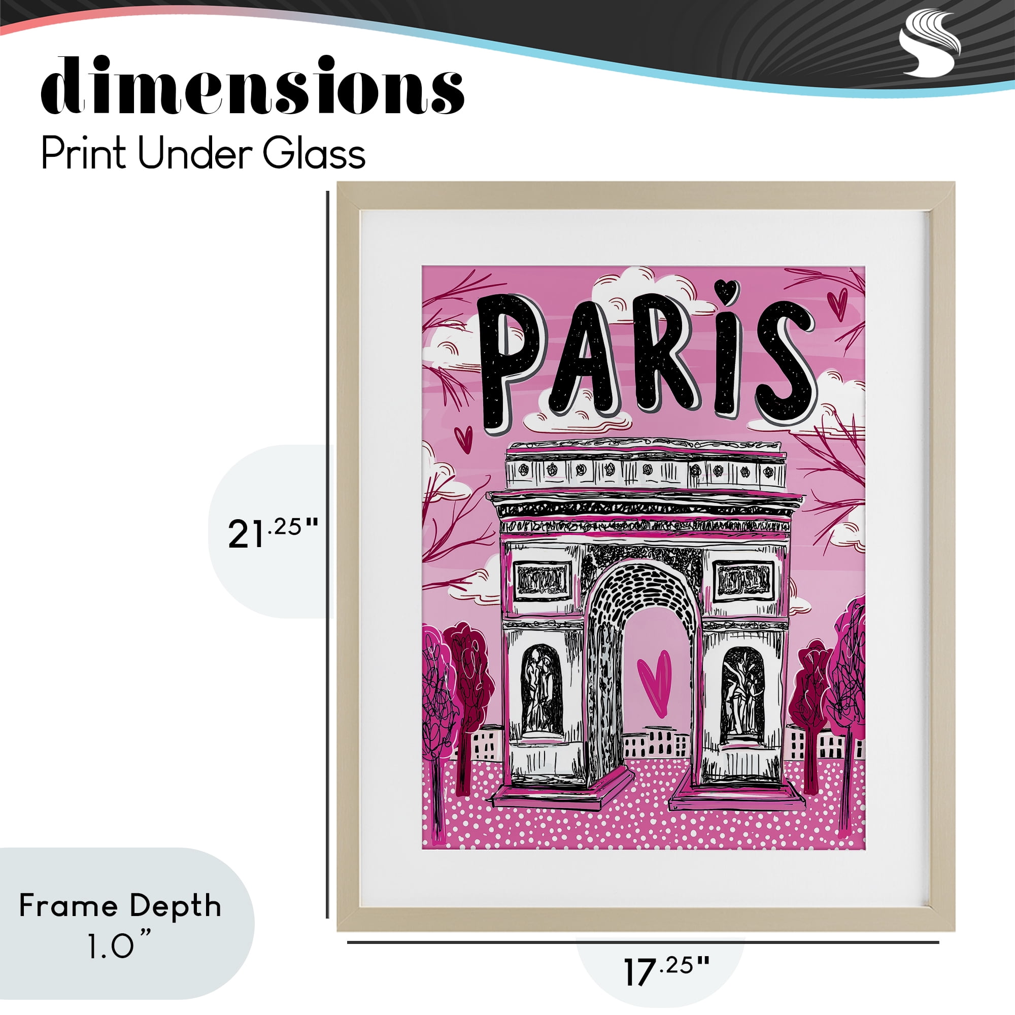Stupell Industries Romantic Paris Arc de Triomphe Birch Framed Print Under Glass, design by Jess Stempel