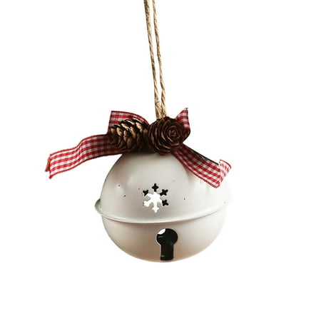 

UDIYO Christmas Bell Pendant Bow-knot Decorative Decorate Long Lasting Stainless Scene Layout Reusable Plaid Print Christmas Jingle Bell Home Decoration