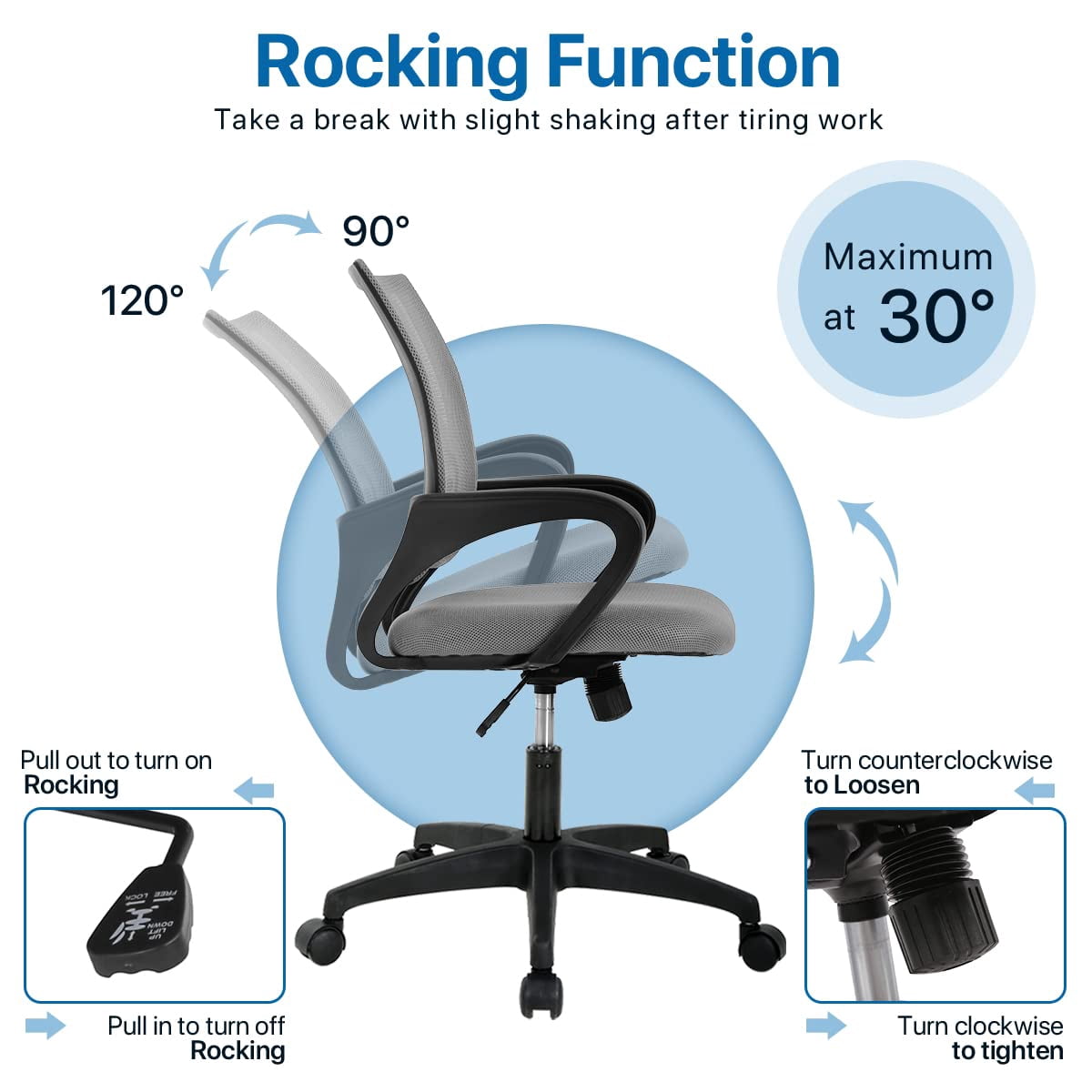 NiamVelo Mesh Office Chair, Mid-Back Home Office Chair Adjustable Ergonomic Desk Chair with Armrest, Rolling Swivel Chair for Adults, Grey