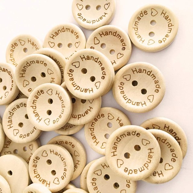 100 piezas Botones de madera hechos a mano, Botones surtidos para manualidades Botones de costura de madera, para coser accesorios de ropa, bricolaje 20 mm