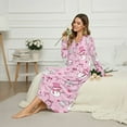 thumbnail image 3 of SEANATIVE Christmas Nightgown for Women Long Sleeve Sleep Shirt Button Pajama Dress Night Gown Cozy Full Length Nightdress for Casual Home Bedroom, 4XL, Cute Snowman Candy Cane Pink, 3 of 7