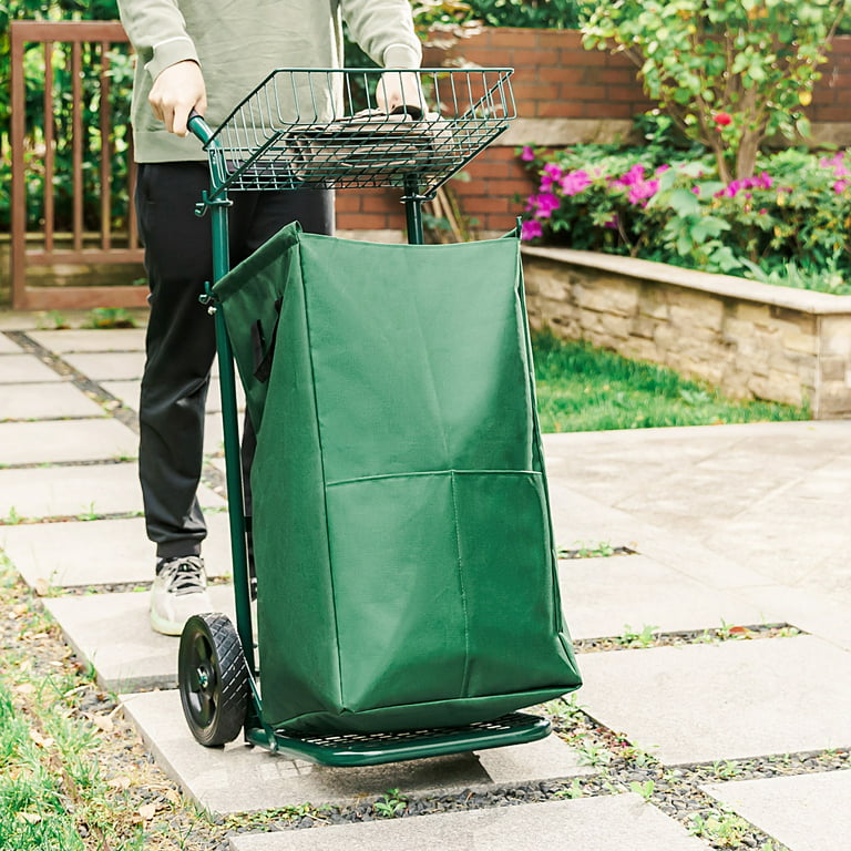 Glitzhome 40.5 H Garden Yard Cart with Detachable Leaf Bag