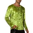 thumbnail image 4 of INSPIRE CHIC Velvet Shirts for Men's Vintage Classic Crew Neck Long Sleeve T-Shirts XL Green, 4 of 5
